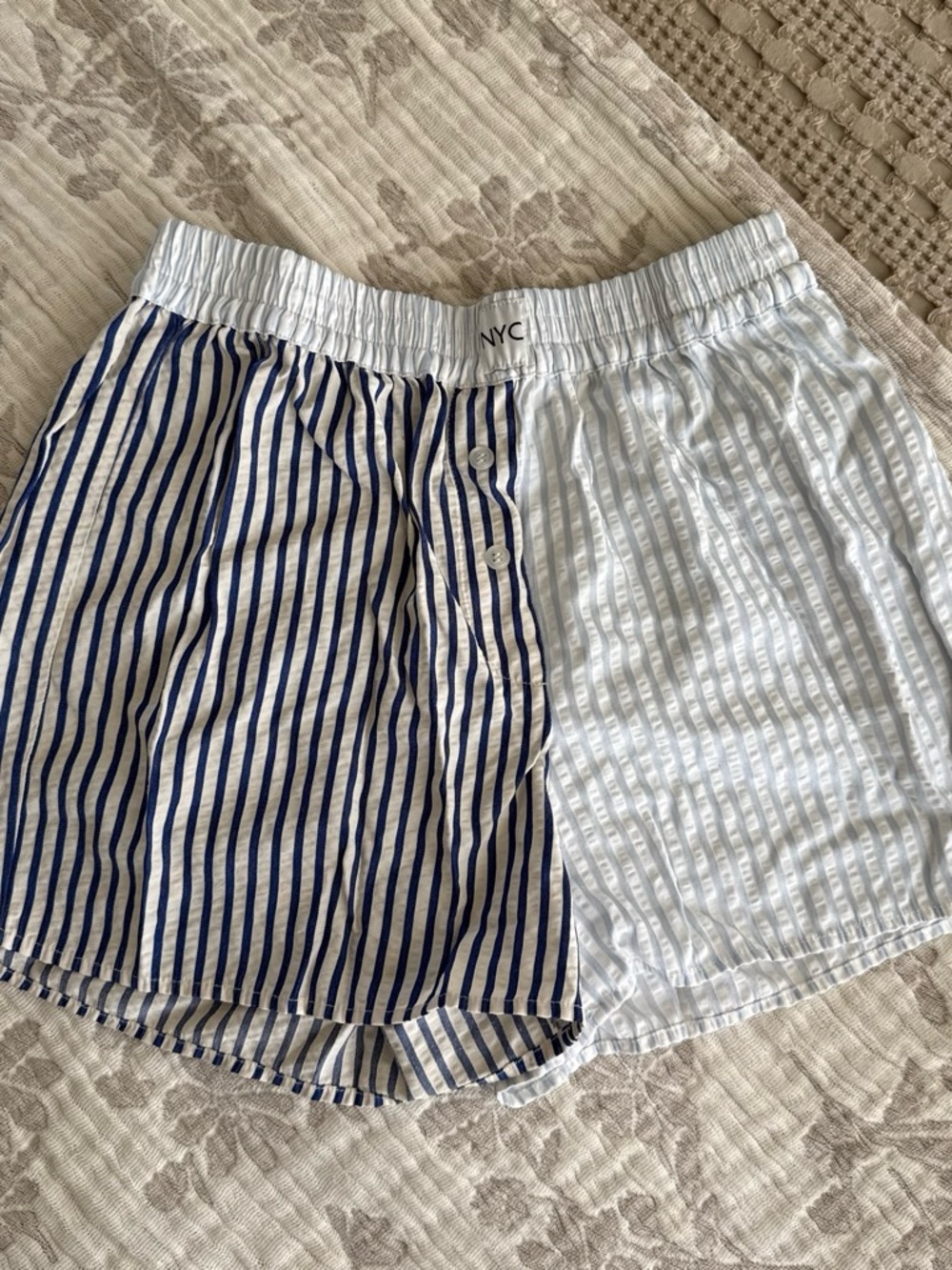 Sincerely Jules NYC Striped Two-Tone Boxer Shorts - Blue & White